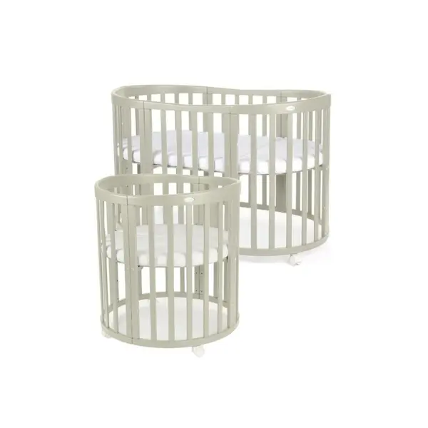 Patut Oval Evolutiv pentru Copii, Multifunctional, 7in1, Saltele Incluse, Transformabil, Masa de Schimbat, Co-Sleeping, Tarc de Joaca, Birou, Scaune, Waldin, Olive
