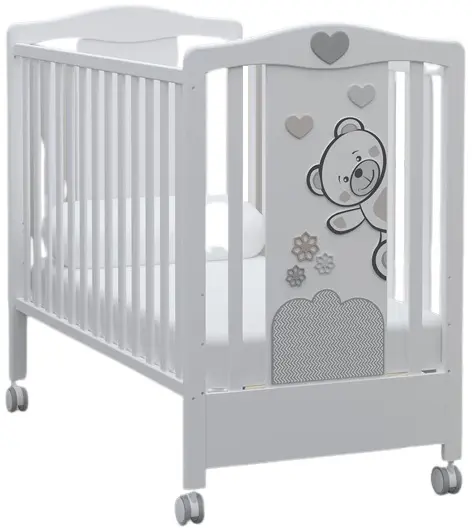 Pătuț pentru bebeluși Bambino casa - Fiori, grigio