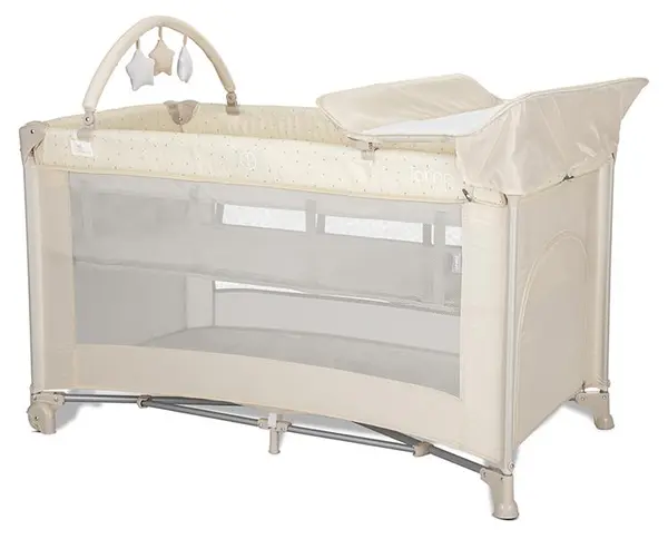 Pătuț pentru bebeluși cu 2 niveluri Lorelli - Torino Plus, Beige