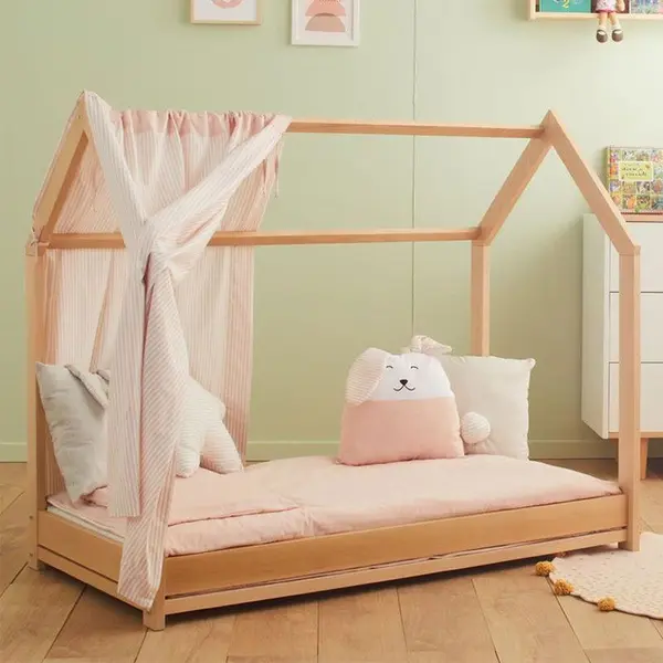 Patut pentru bebeluși Italbaby - Nanan Montessori, cu barieră, Natural