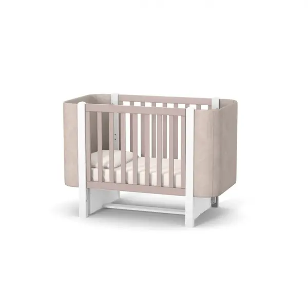 Patut pentru copii 12060 cm din lemn de fag 0-4 ani, laterale din velour LD5 Monaco Velour Bej, inaltimea saltelei reglabila, laterala detasabila