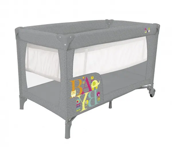 Patut pentru copii Asalvo Smooth Baby cu 2 nivele, pliere compacta, roti cu frana, baza captusita impermeabila, 77x65x125 cm