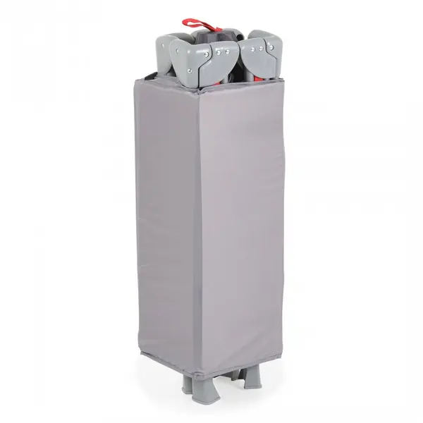 Patut pliabil copii cu laterala culisanta Moni Next level Grey,3 variante de folosire,2 nivele,saltea pliabila inclusa,curea fixare la patul parintilor,laterale din plasa pentru ventilatie,geanta transport,125x65x74cm