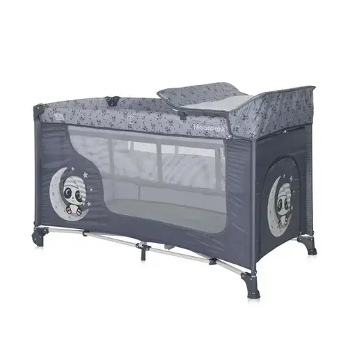 Patut pliabil Lorelli, Moonlight, 2 nivele, Cool Grey Pandas