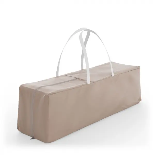 Patut pliabil pentru copii Kinderkraft Leody UP Beige cu 2 nivele, dimensiuni 120x60 cm, accesorii incluse