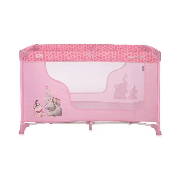 Patut pliabil pentru copii Lorelli Moonlight Mellow Rose Fellows, deschidere laterala cu fermoar, geanta de transport