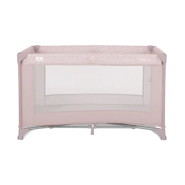 Patut pliabil pentru copii Lorelli Torino Pink cu saltea inclusa si usa laterala cu fermoar
