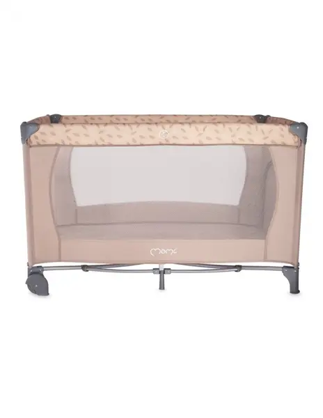 Patut pliabil pentru copii Momi Belove Beige 60x120 cm cu roti, usita cu fermoar, geanta de transport