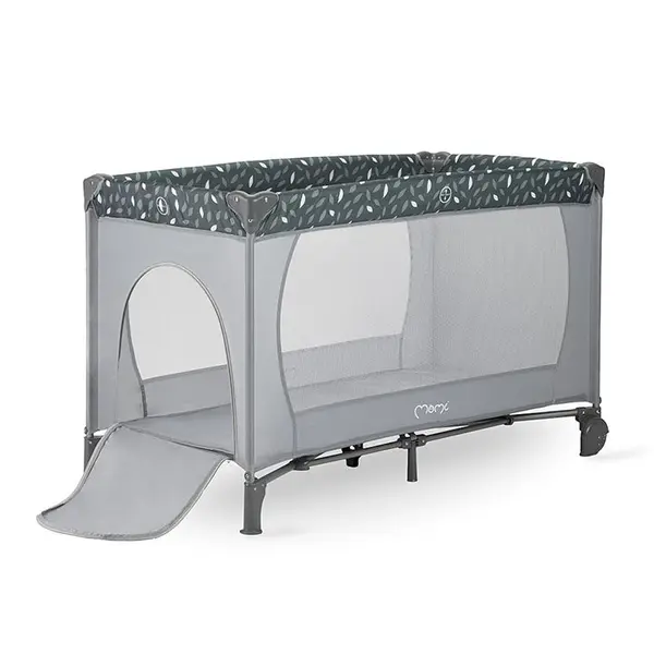 Patut pliabil pentru copii Momi Belove Grey 60x120 cm cu roti, usita cu fermoar, geanta de transport