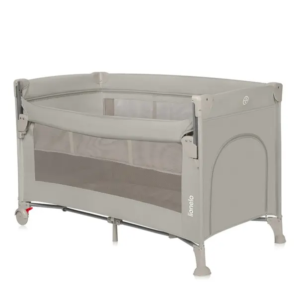 Patut pliant multifunctional, Lionelo, Ellen, Cu laterala culisanta, Nivel suplimentar, Intrare laterala cu fermoar, 2 roti, Saltea pliabila si geanta de transport incluse, 0- 36 luni, Pana la 15 kg, 120x60 cm, Conform cu EN 716, Bej