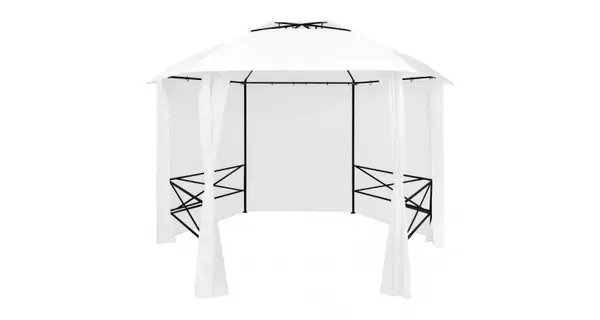 Pavilion de gradina cu perdele, alb, 360x312x265 cm, 180 g/m²