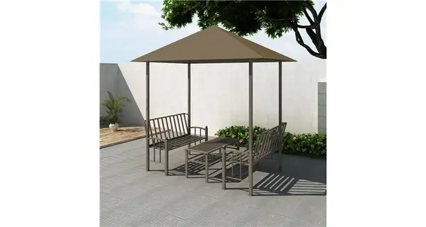 Pavilion gradina masa/banci, gri taupe, 2,5x1,5x2,4 m, 180 g/m²