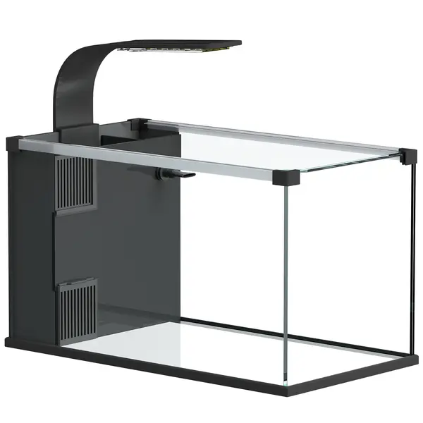 PawHut Acvariu, 24L din Sticlă Securizată cu Filtru, Lumină LED și Pompă de Apă | Aosom Romania