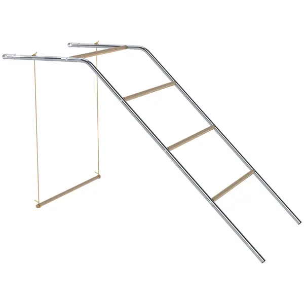 PawHut Bară de cocoțare pentru găini pe 5 nivele din lemn de pin și oțel, scară și leagăn, 82 x 150 x 110 cm, argintiu | Aosom Romania