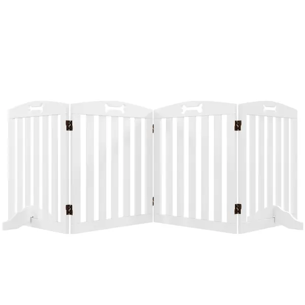 PawHut Barieră de Siguranță pentru Câini Autoportantă cu Picioare de Susținere, pentru Uși, Coridoare, Scări, 207,5 x 30 x 61 cm, Alb | Aosom Romania
