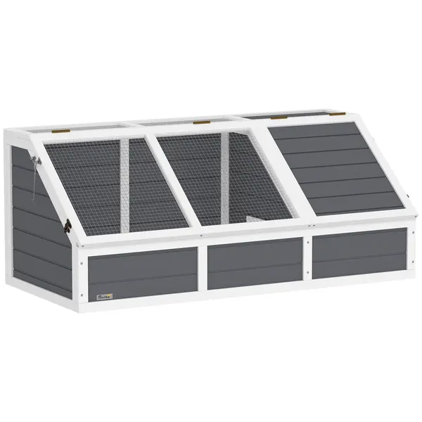 PawHut Căsuță pentru Țestoase fără Paviment cu Panel Detașabil și 2 Spații Separate, 120x55x50 cm, Gri | Aosom Romania