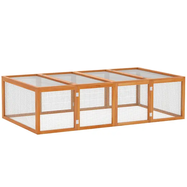 PawHut Clapier cușcă pentru iepuri exterior interior 2 uși superioare 181L x 100l x 48H cm lemn masiv pin | Aosom Romania