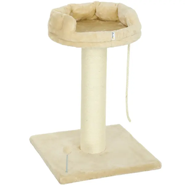 PawHut Copac Zgâriat pentru Pisici, Patut, Minge, Sfoară de Joacă, Plus și Sisal, 55x55x83cm, Beige | Aosom Romania