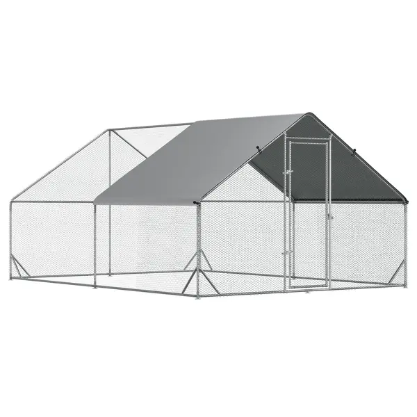 PawHut Coteț de Găini cu Cadru Zincat și Plasă Hexagonală, Țarc cu Acoperiș Impermeabil pentru Găini, Rațe și Iepuri, 3x4x2 m | Aosom Romania