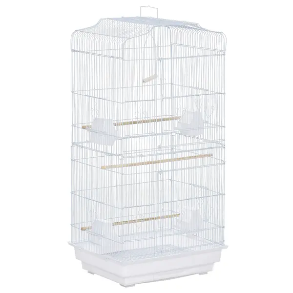 PawHut Cusca Albă pentru Păsări, Spațioasă, cu Accesorii Incluse, 46.5x35.5x92cm | Aosom Romania