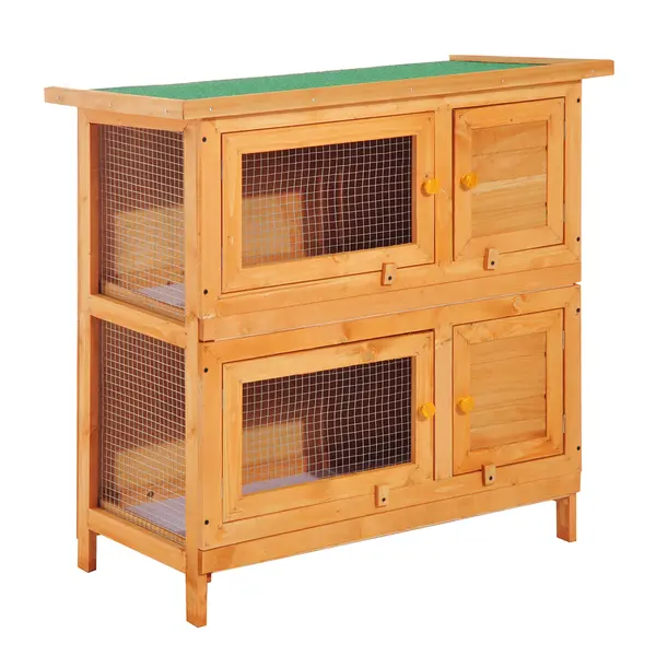 PawHut cusca de exterior pentru iepuri, lemn brad 90x45x90cm | Aosom Ro