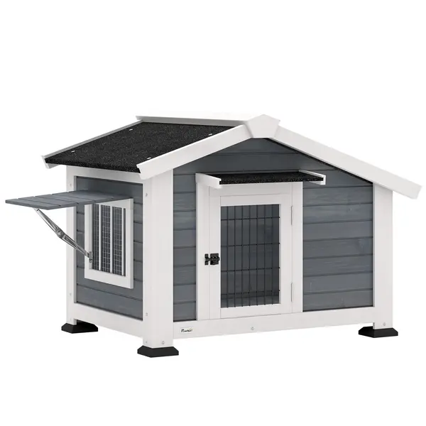 PawHut Cușcă pentru Câini Căsuță pentru Câini de Exterior din Lemn, 98x76x69.5cm | Aosom Romania