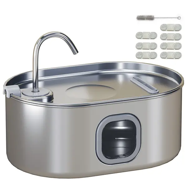 PawHut Fântână Apă Inox Automată 7L | Aosom Romania