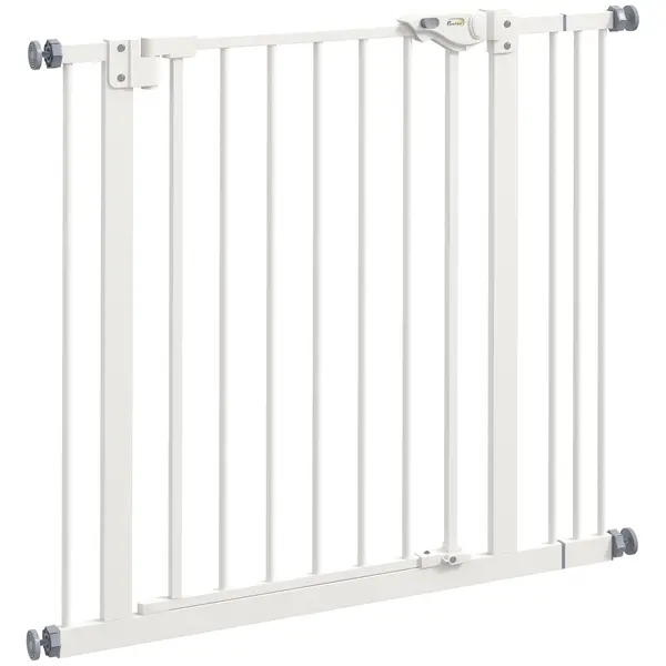 PawHut Grilaj de protecție pentru câini, barieră, grilaj de protecție pentru animale de companie, Metal, plastic, 74-87 cm, Alb | Aosom Romania