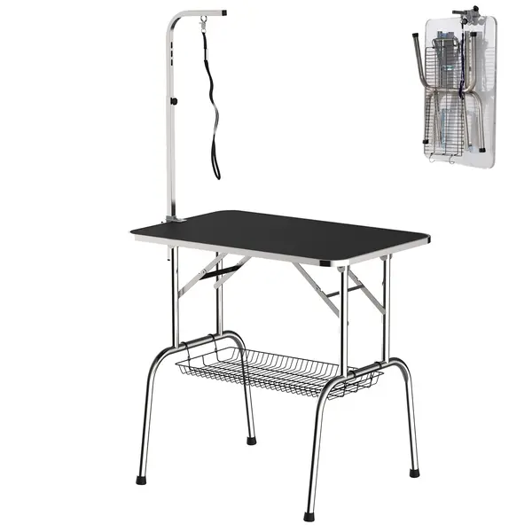 PawHut Masă pentru Toaletat și Tuns Câini sau Pisici cu coș 91.5x61.5x77cm