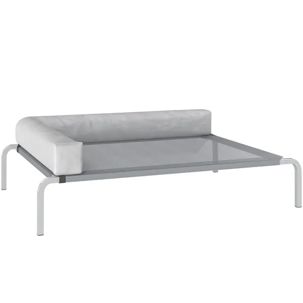 PawHut Pat Ridicat cu Pernă Detasabilă, Plasa Ventilată, Talie Medie, Gri Deschis | Aosom Romania