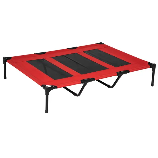 PawHut Pătuț pentru Câini Înălțat cu Geantă de Voiaj și Picioare Antiderapante, 122x92x23 cm, Roșu | Aosom Romania