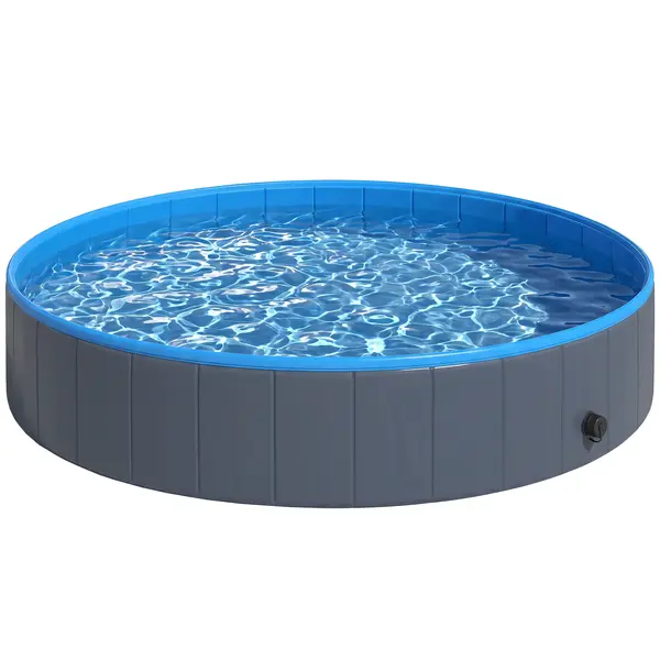 PawHut Piscină pliabilă pentru câini mari și foarte mari, cu podea anti-alunecare pentru rațe, interior și exterior, 160x30cm | Aosom Romania