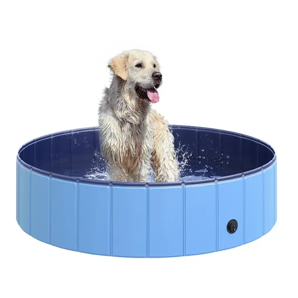 PawHut Piscină Portabilă pentru Câinele Tău, Margine Stabilă, Ușor de Curățat, Albastră, 120x30cm | Aosom Romania