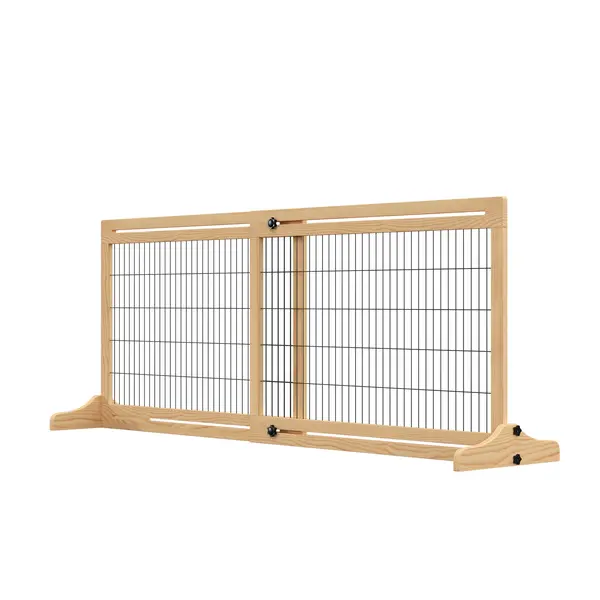 PawHut Poarta Extra Lata Independenta de 183x36x70cm pentru Animale de Companie, cu Lungime Reglabila, Bariere pentru Casa, Usa, Hol, Natur