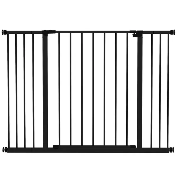 PawHut Poartă pentru Câine Extensibilă cu Deschidere Amplă, Poartă de Siguranță din Oțel și Plastic, 76-107x76 cm, Negru | Aosom Romania