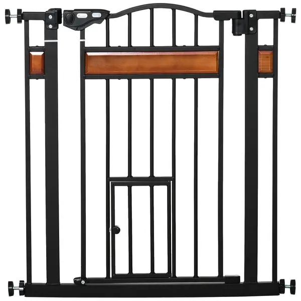 PawHut Portiță Extensibilă pentru Câinișori, Închidere Automată, 74-80 cm, Negru, Siguranță și Confort | Aosom Romania