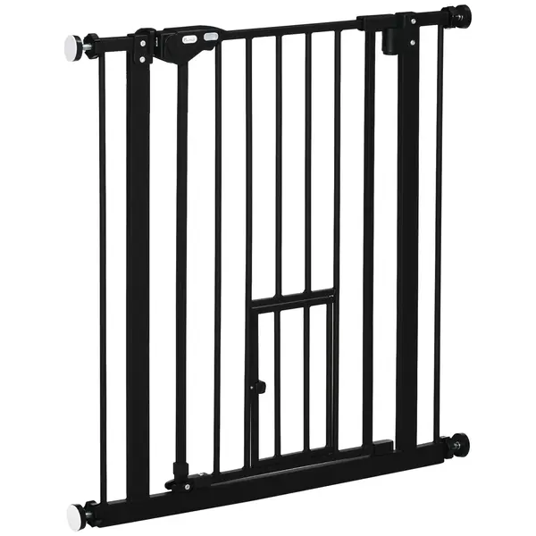 PawHut Portita pentru Caini Extensibila 74-80 cm cu Inchidere Automata, Neagra | Aosom Romania