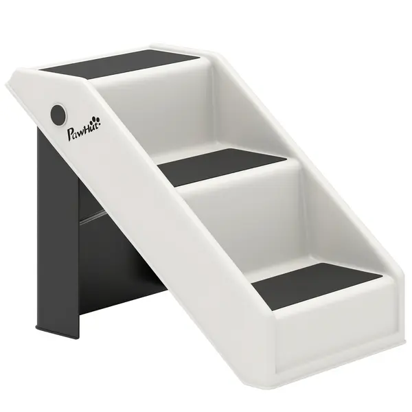PawHut Scară pentru Câini și Pisici cu 3 Trepte Antiderapante, Design Pliabil cu Capacitate de 10 kg, Crem | Aosom Romania