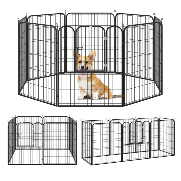 PawHut Tarc Modular Metalic pentru Animale, Flexibil și Ușor de Configurat, Dimensiuni 79x100 cm, Negru | Aosom România