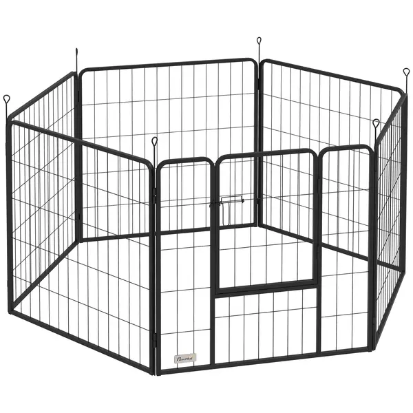 PawHut Țarc pentru Câini Portabil din 6 Panouri, 160x80x80 cm, Negru | Aosom Romania