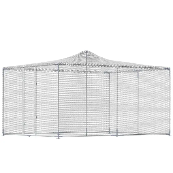 PawHut Țarc pentru Găini de Exterior, 4x3x2m 12㎡ Adăpost pentru Găini din Oțel Galvanizat cu Acoperiș Impermeabil Anti-UV și Închidere Dublă, Coteț pentru Păsări, Animale Mici, Iepuri și Rațe | Aosom Romania
