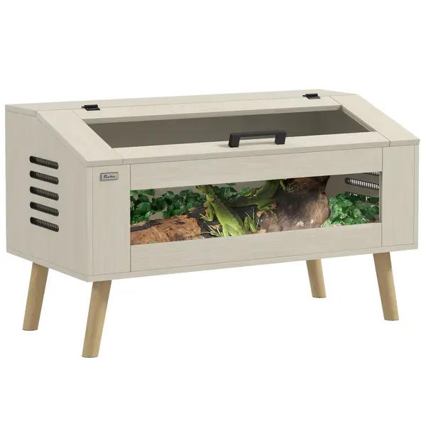 PawHut Terariu pentru reptile, vivarium pentru șerpi 140L cu ferestre din sticlă securizată, capac, 100 x 50 x 60 cm | Aosom Romania