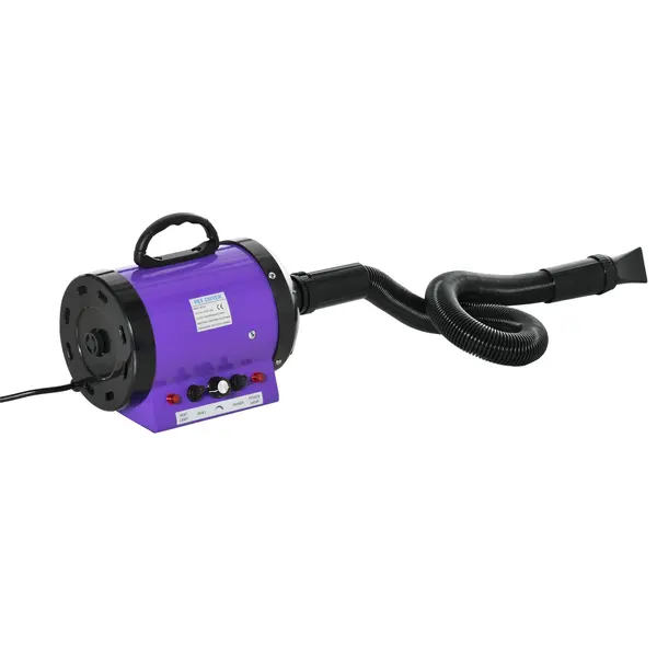 PawHut Uscător profesional pentru îngrijirea blănii pulsator pentru câini pisici animale de companie 2800W viteză și temperatură reglabilă 3 duze interschimbabile incluse violet | Aosom Romania