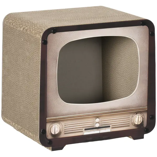PawHut Zgârietor pentru Pisici 2 în 1 în Formă de Televizor, Casă și Covoraș de Zgâriat din Carton Ondulat, 39x29x37cm, maro | Aosom Romania