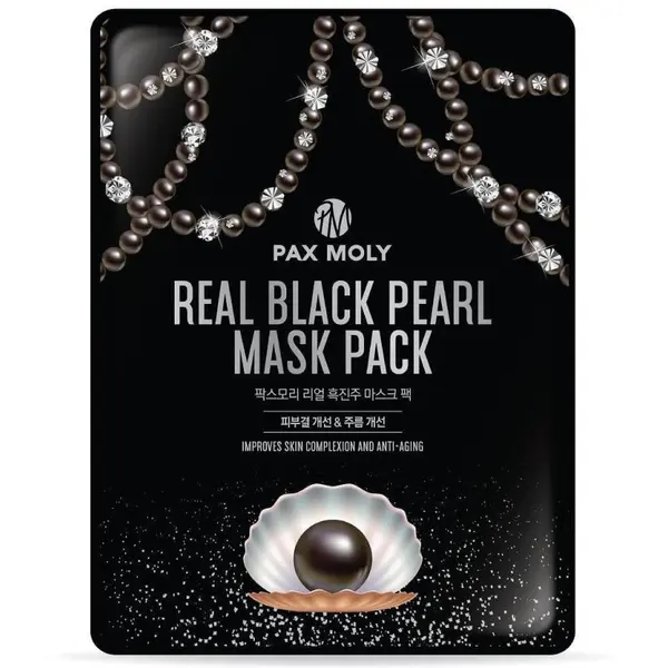 PaxMoly Real Black Pearl Mask Pack Mască de față cu hidrogel cu perle negre și auriu Volum 25 ml