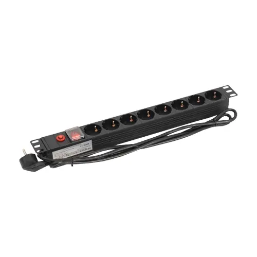 PDU 8 prize Schuko 16A/3500W pentru rack 19 1U, carcasă aluminiu, ASYTECH Networking ASY-PDU-8