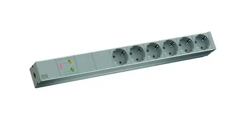 PDU Bachmann IT BM-333.402, 6 x prize Schuko, impamantare, fara intrerupator, protectie supra tensiune ,1xGVS Strom , cablu 2 metri, Aluminiu