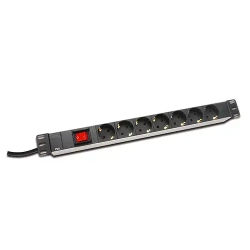 PDU din aluminiu , Digitus , 7 prize Schuko , negru