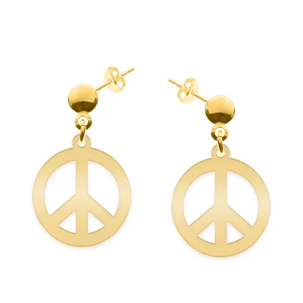 Peace - Cercei personalizati semnul pacii cu tija din argint 925 placat cu aur galben 24K