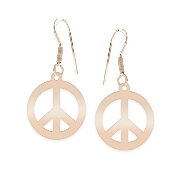 Peace - Cercei personalizati semnul pacii cu tortita deschisa din argint 925 placat cu aur roz